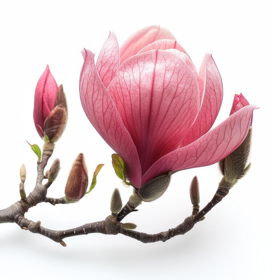 AI generated Magnolia flower isolated on white background photo