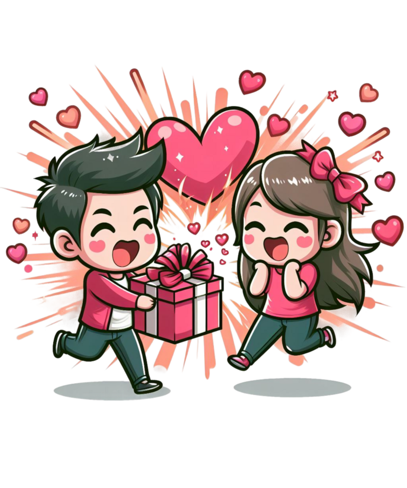 AI generated Free Love Cartoon Couple Character Illustration tshirt design Elements PNG