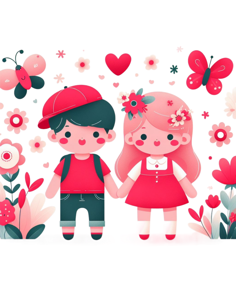 AI generated Free Love Cartoon Couple Character Illustration tshirt design Elements PNG