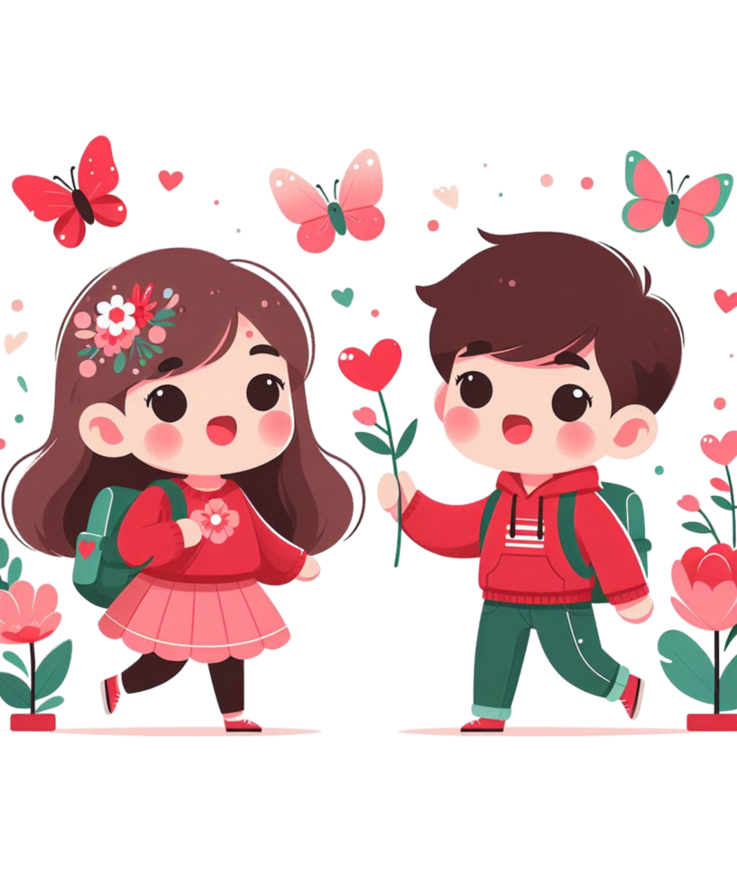 AI generated Free Love Cartoon Couple Character Illustration tshirt design Elements PNG