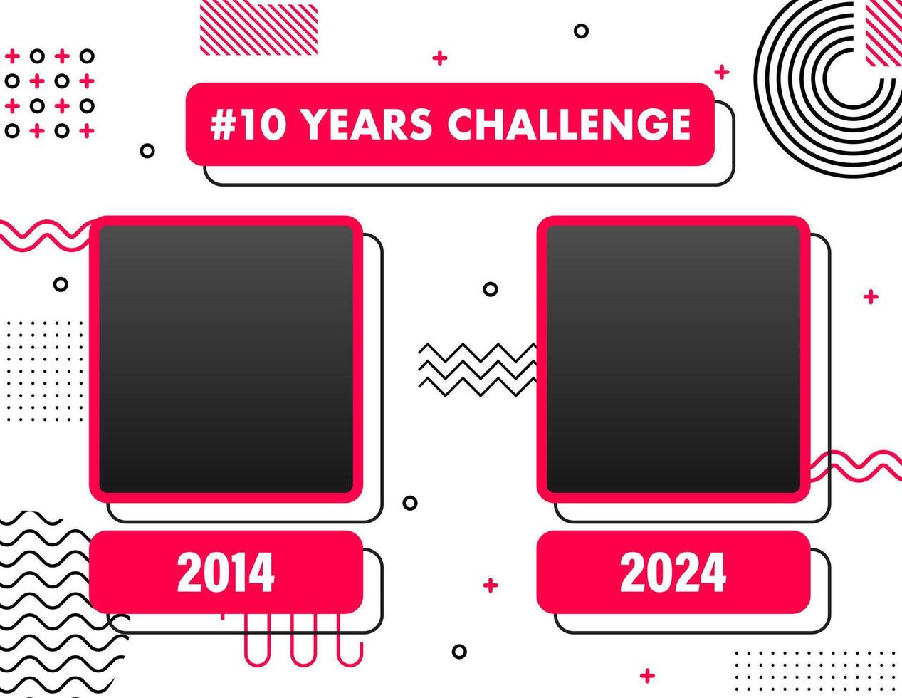 Dynamic 10 Years Challenge Concept with Pink and Black Color Scheme for Social Media Posts vector