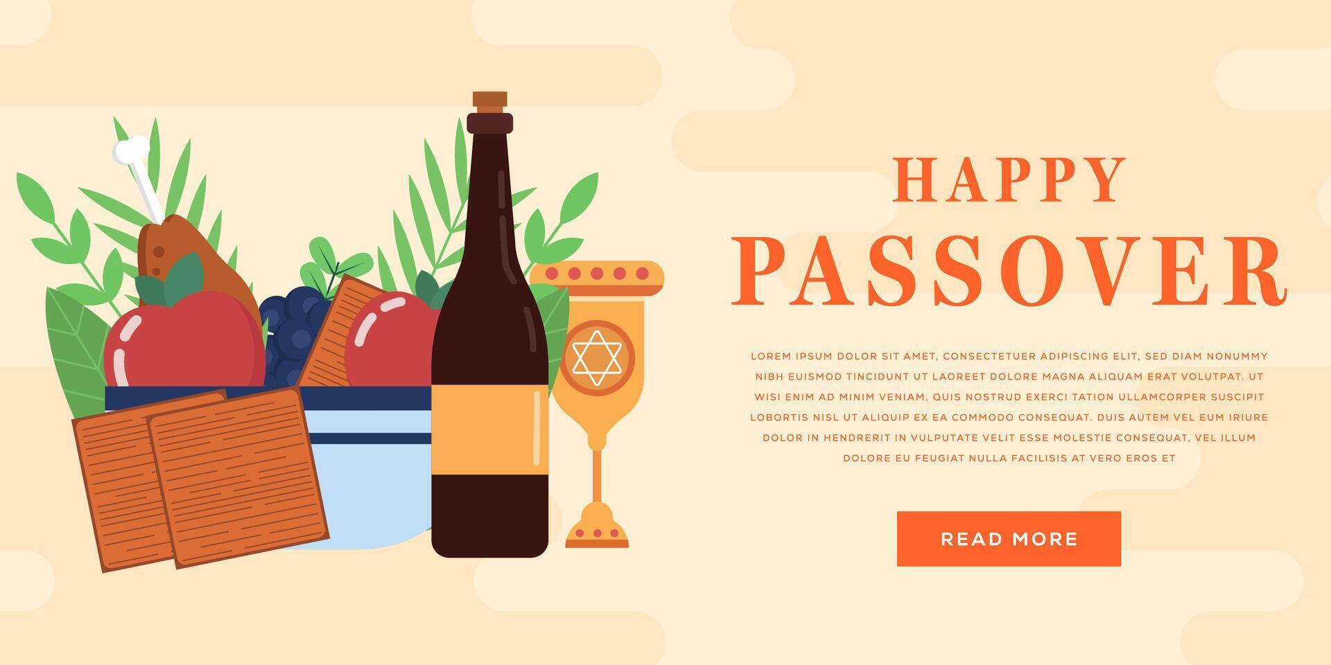 flat happy passover horizontal banner illustration vector design