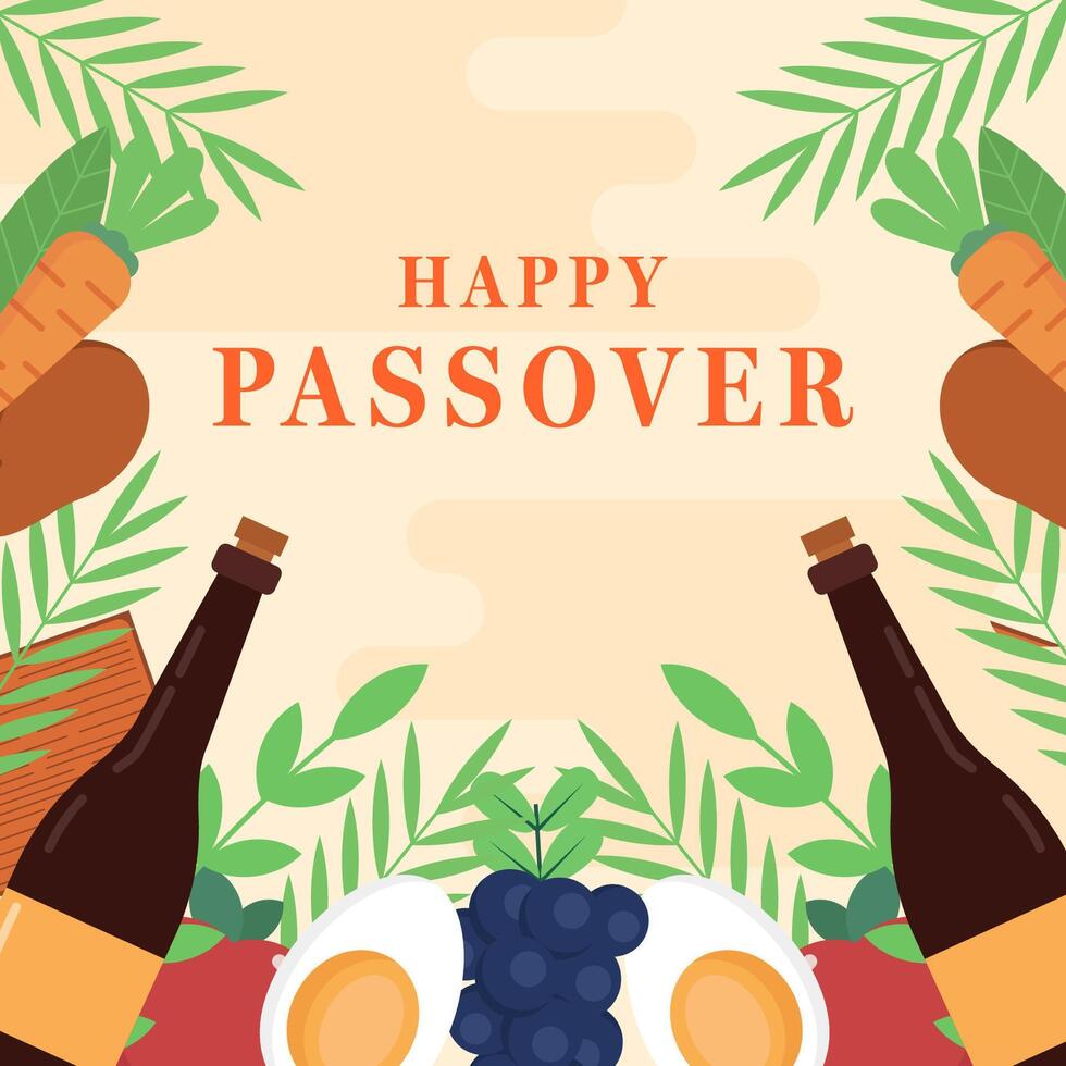 flat design celebrate jewish passover illustration vector