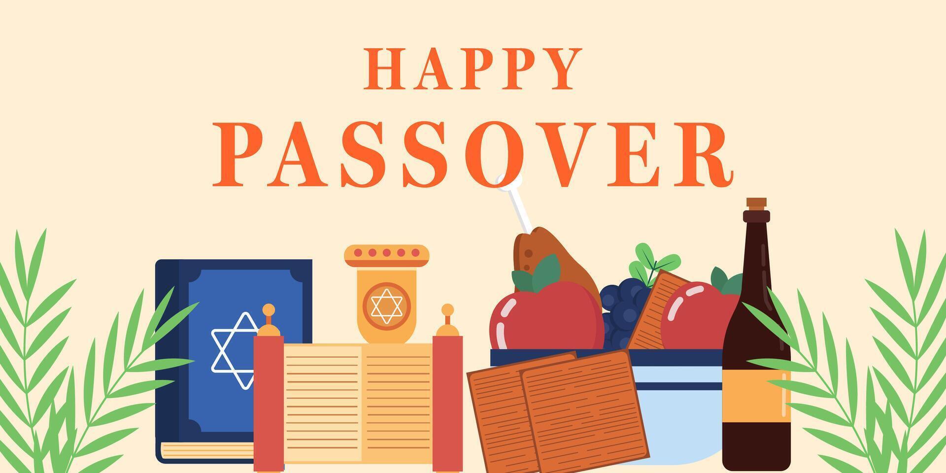 happy passover horizontal banner illustration vector design