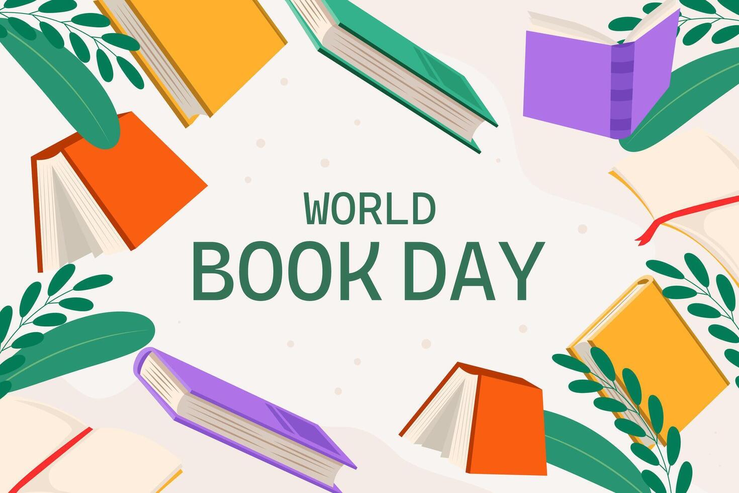 flat design world book day background illustration vector