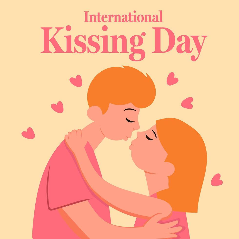 flat vector international kissing day illustration