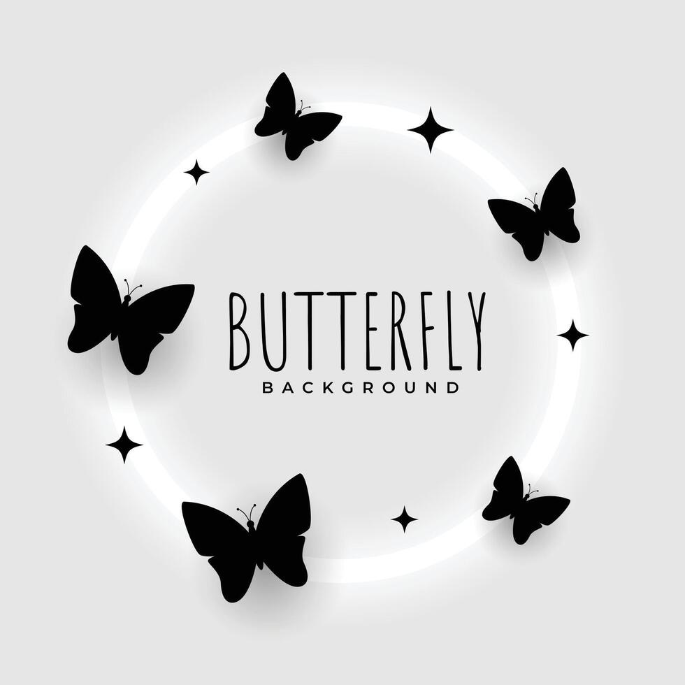 nice silhouette butterfly background with neon frame vector