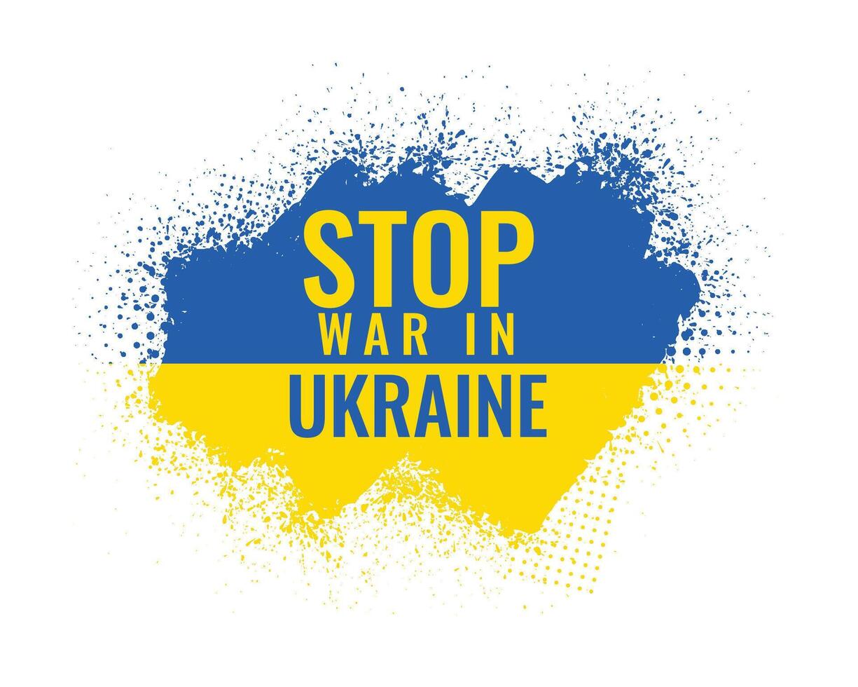 stop war in ukraine text in country flag vector