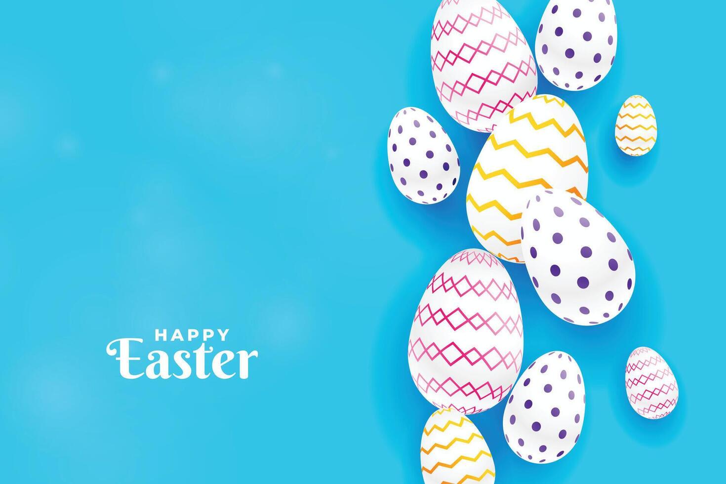 colorful easter pattern egg in blue background vector