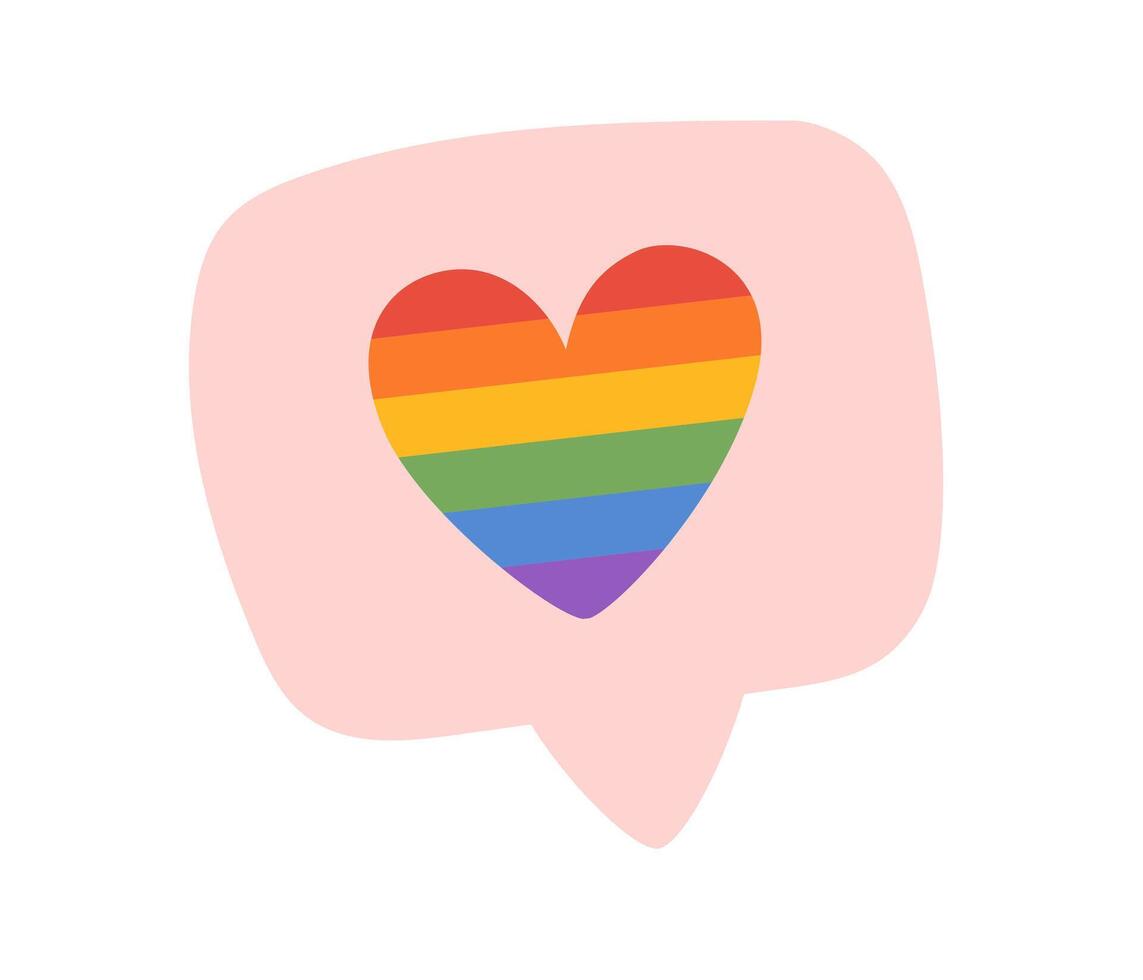 LGBT rainbow heart. Like notification sign. Symbol of LGBTQ pride community. Vector illustration in hand drawn style