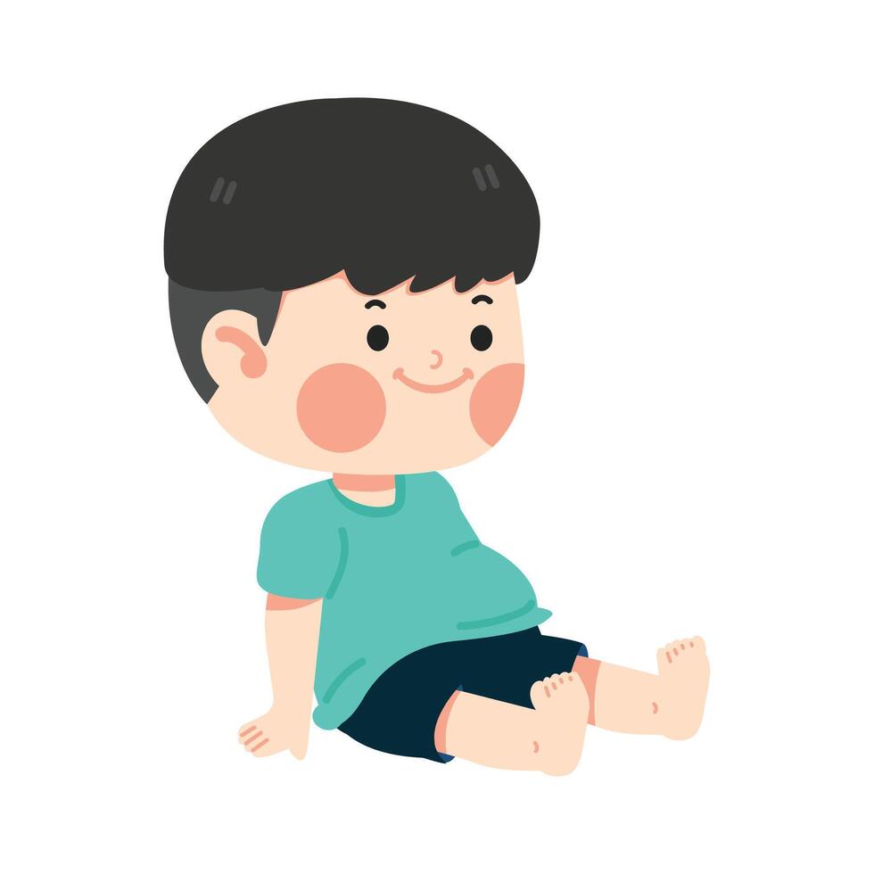 cute little boy sitting on the floor vector