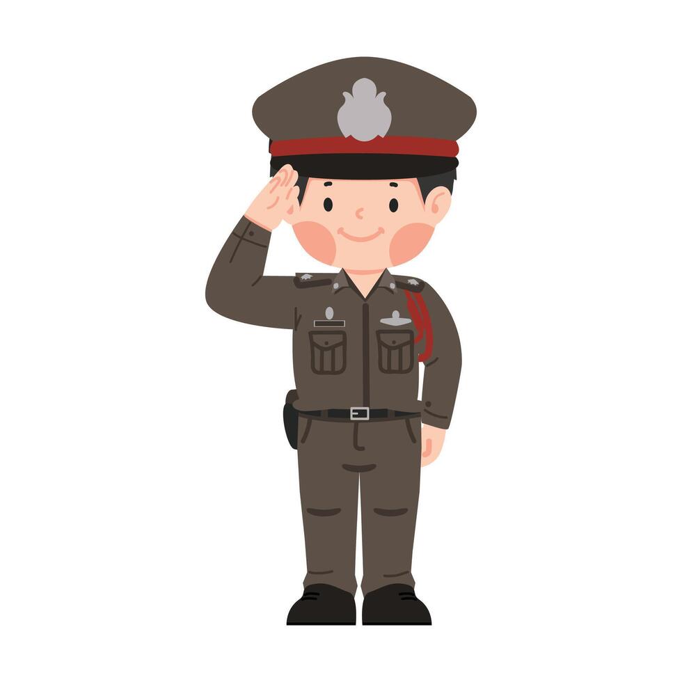 linda dibujos animados personaje de tailandés policía vector