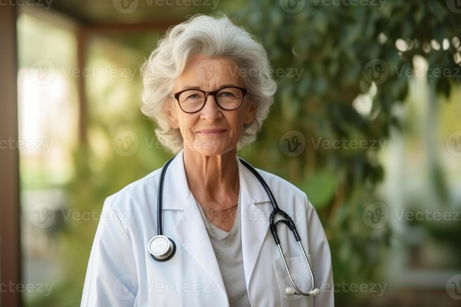 AI generated Elderly female doctor photo