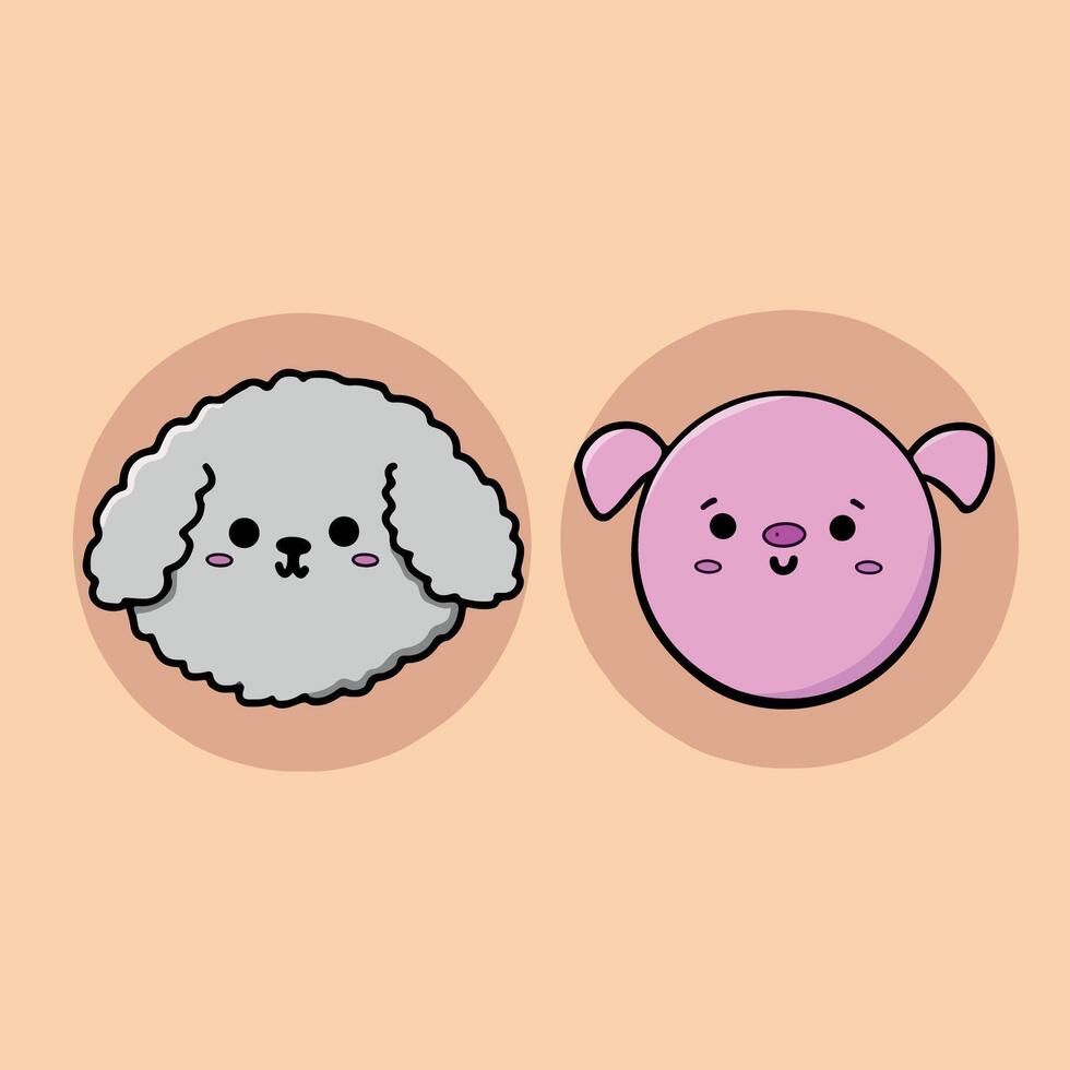 Puppy dog and pig mascot head cute vector