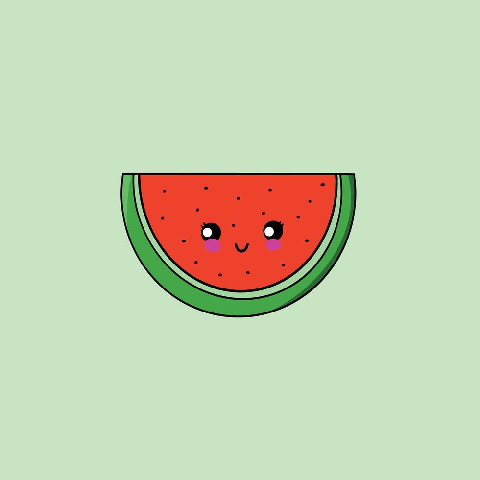 Cute watermelon mascot head illustration vector