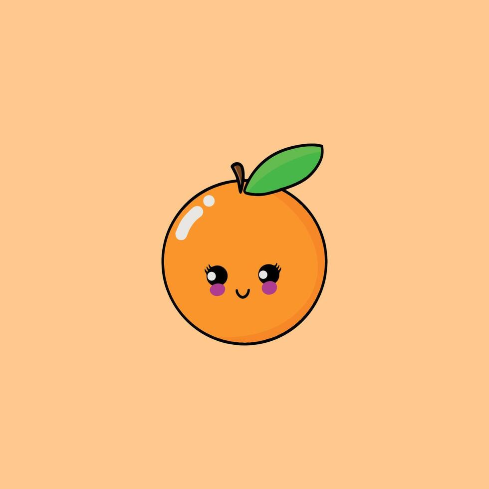 Cute orange fruit mascot drawing vector