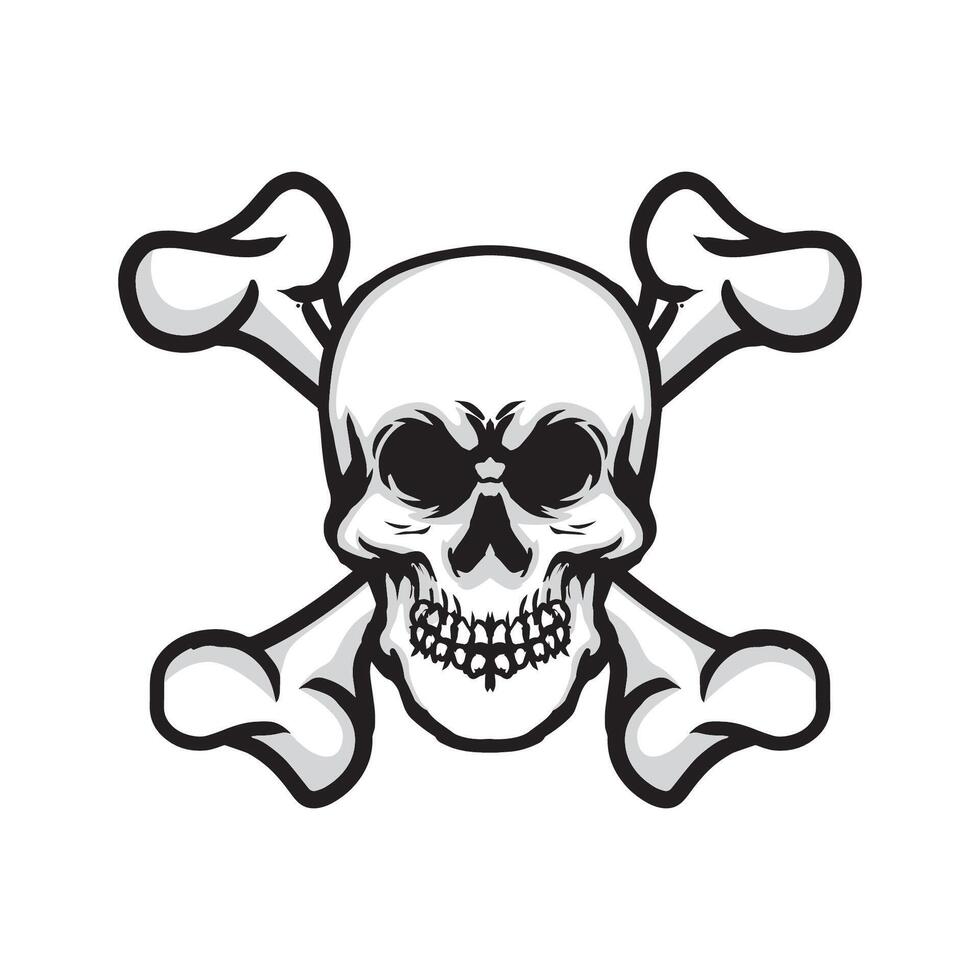 Skull head crossbone logo t shirt design vector