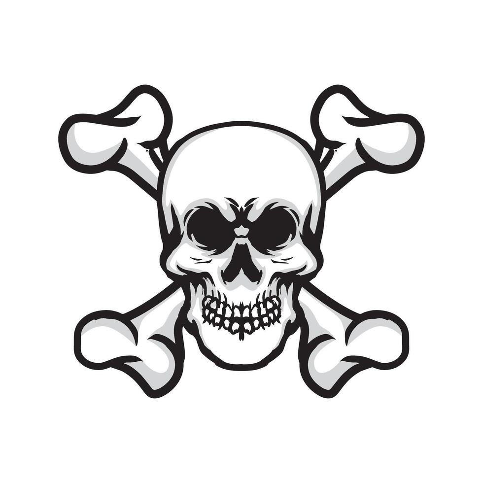 Skull head crossbone logo t shirt design vector