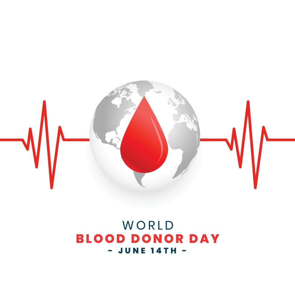 global world blood donor day with earth shape and blood drop vector