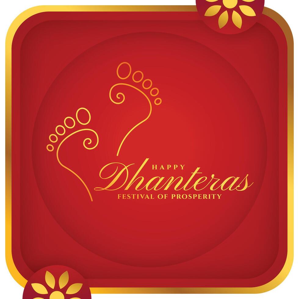 traditional and elegant happy dhanteras festival background with goddess charan vector