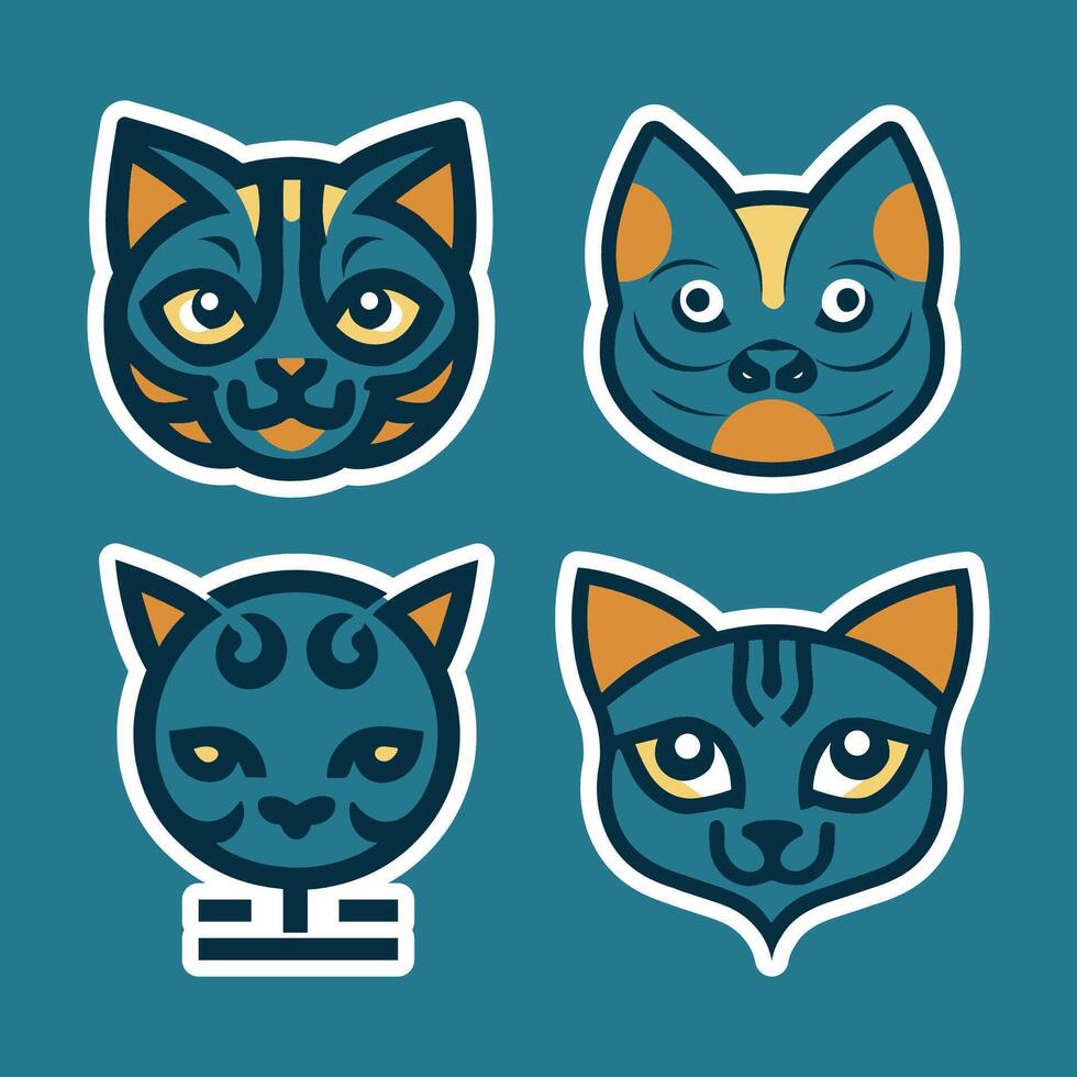 Minimalist vector logo set of cat