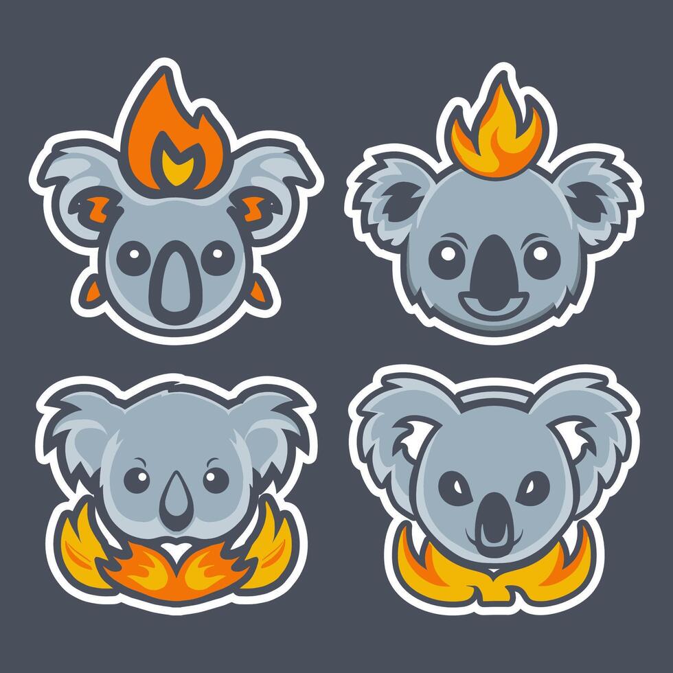 vector logo set of koala with Fire