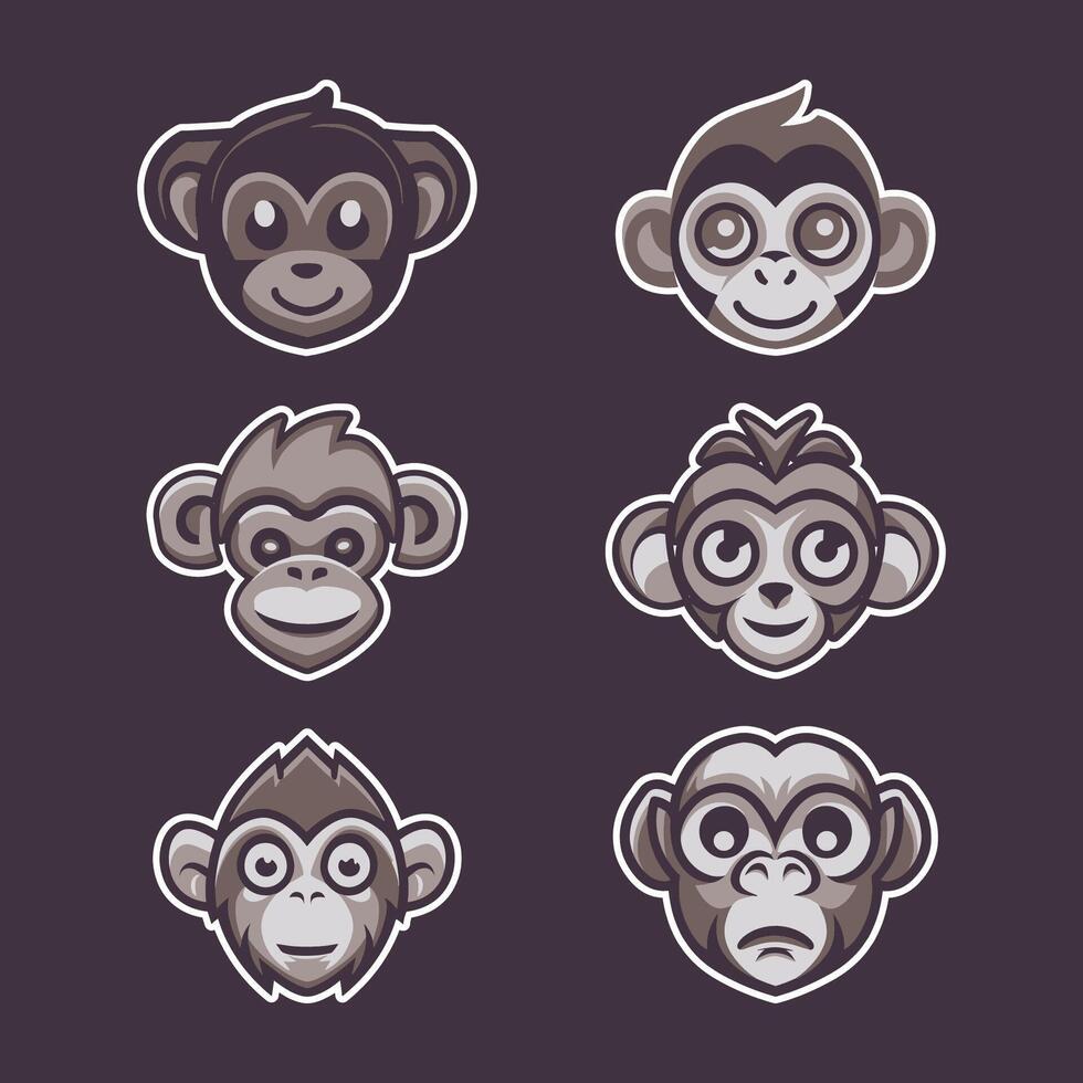 vector logo set of adorable monkey