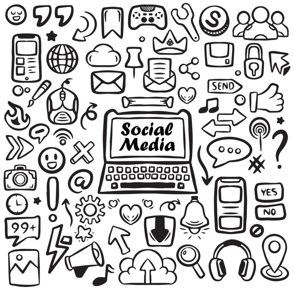 Social Media and Internet Doodles vector