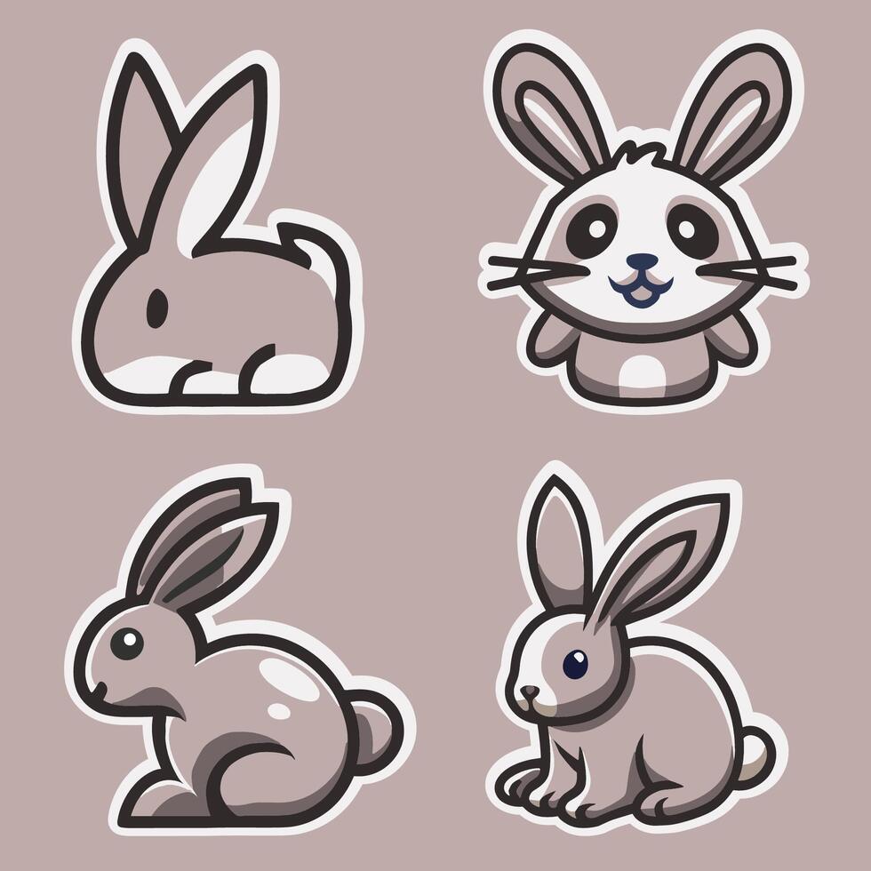 modern and clean vector logo set of bunny 3