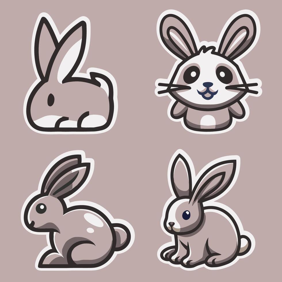 modern and clean vector logo set of bunny 3