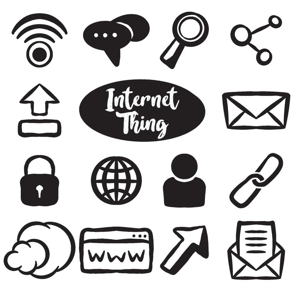 All Thing in Internet set Doodles vector