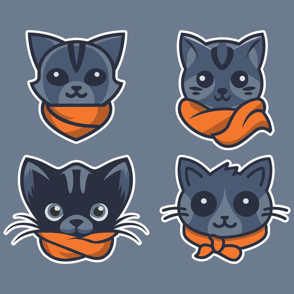 Modern and Minimalist vector logo set of cat