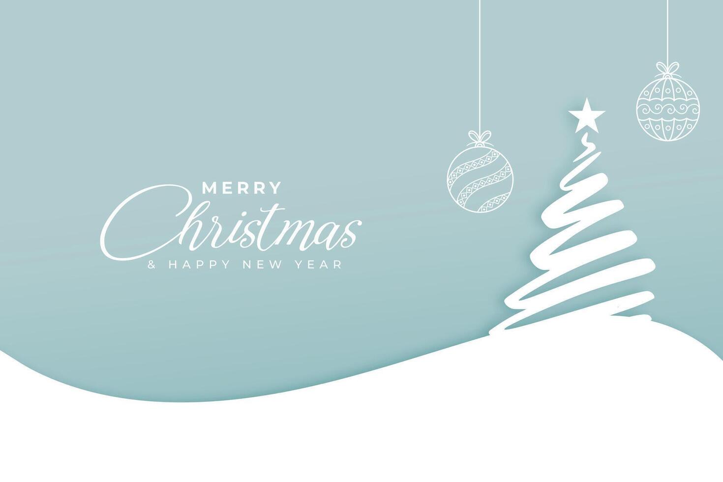 merry christmas festive bauble background with papercut xmas tree vector