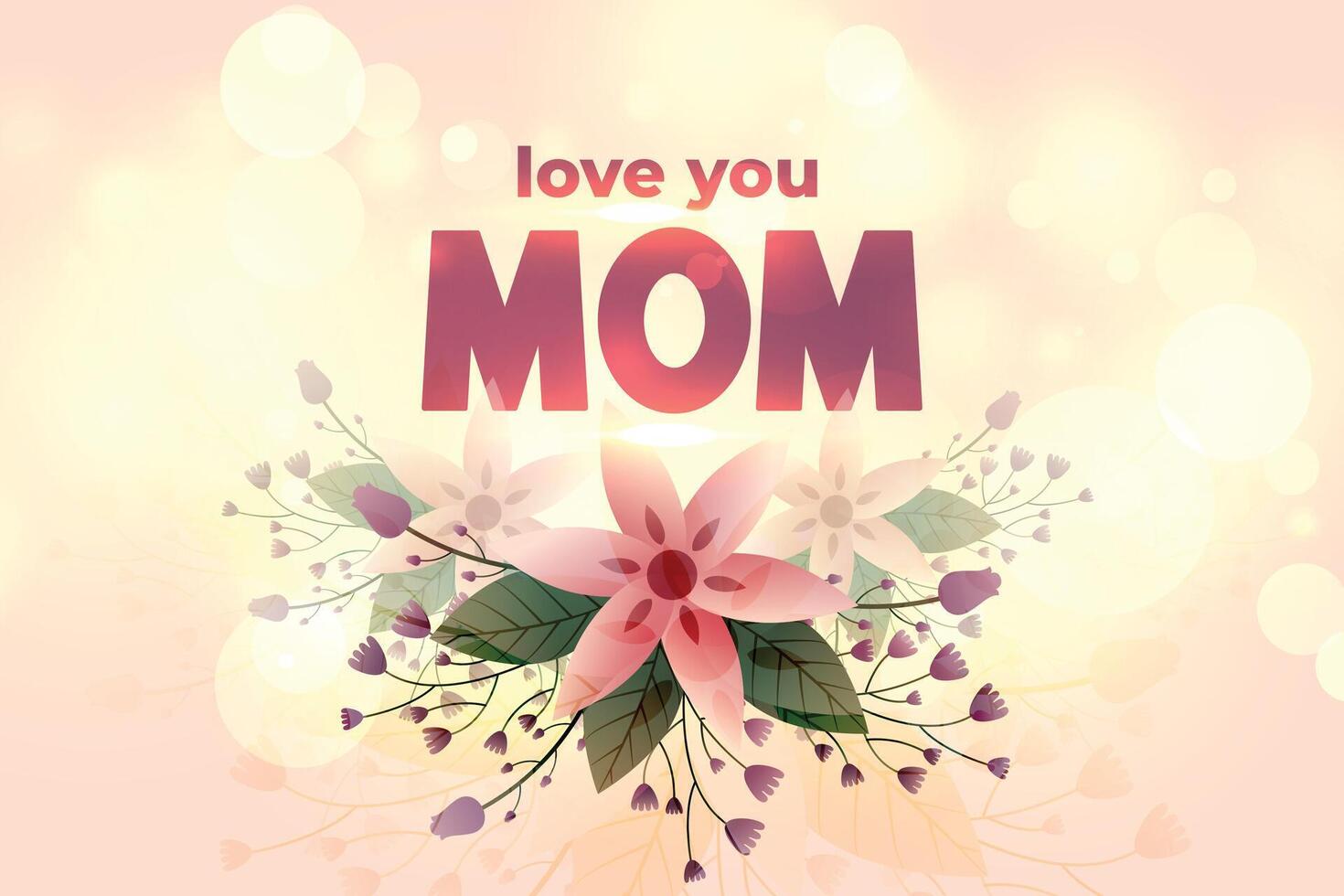 love you mom happy mother day flower greeting vector