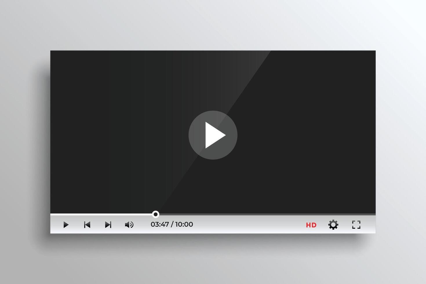 modern video player mockup template for web interface vector