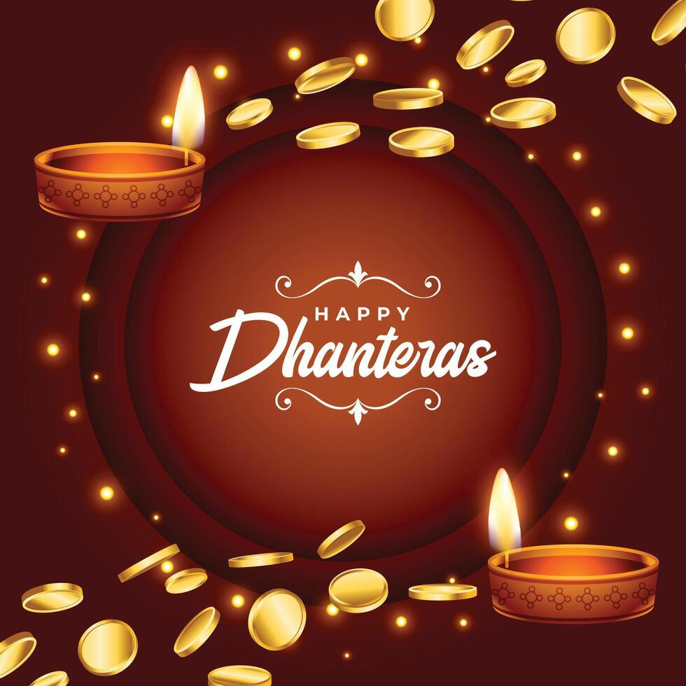 beautiful shubh dhanteras wishes background for goddess laxmi blessing vector