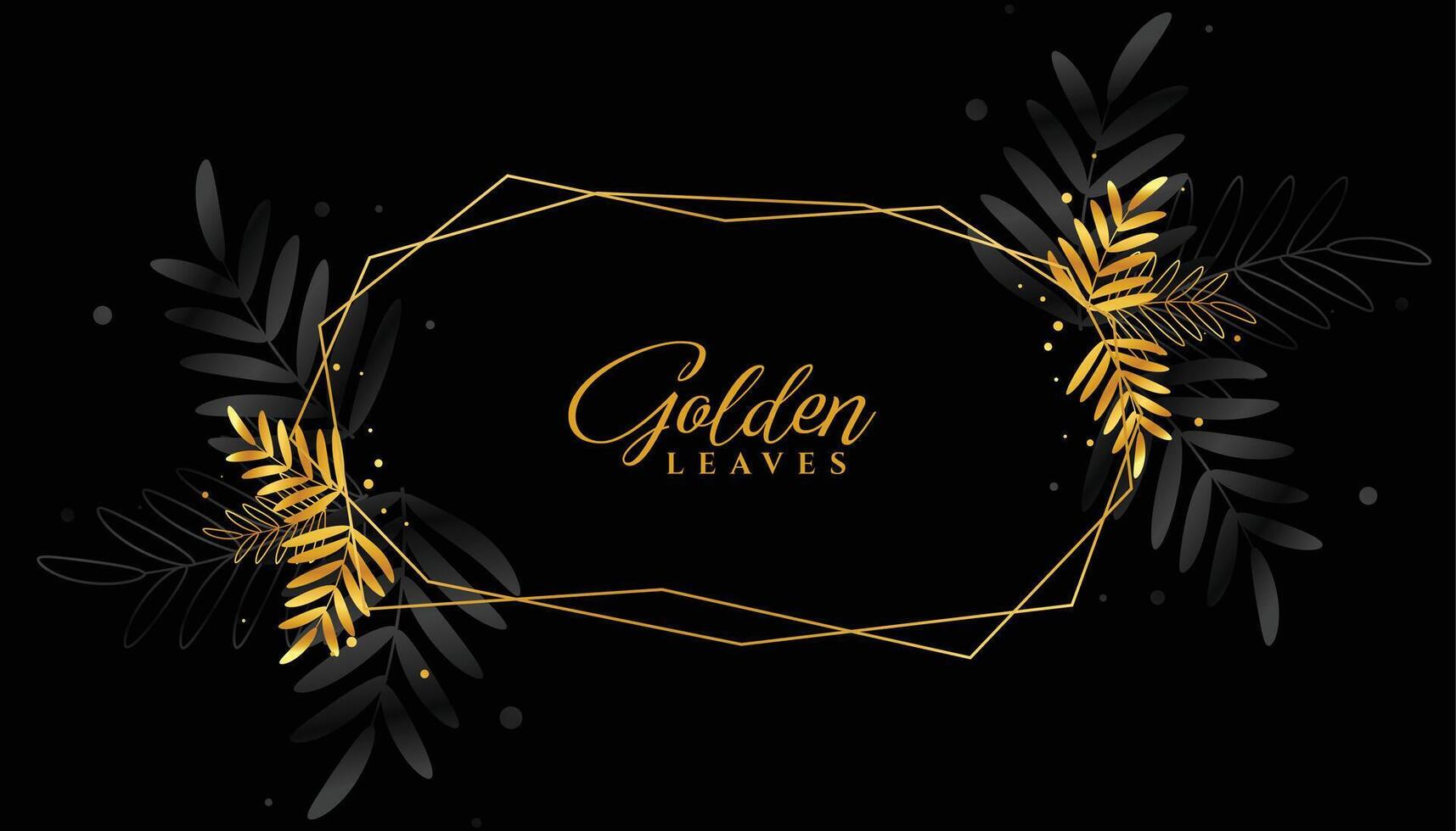 abstract luxury frame with golden and black leaves invitation card vector