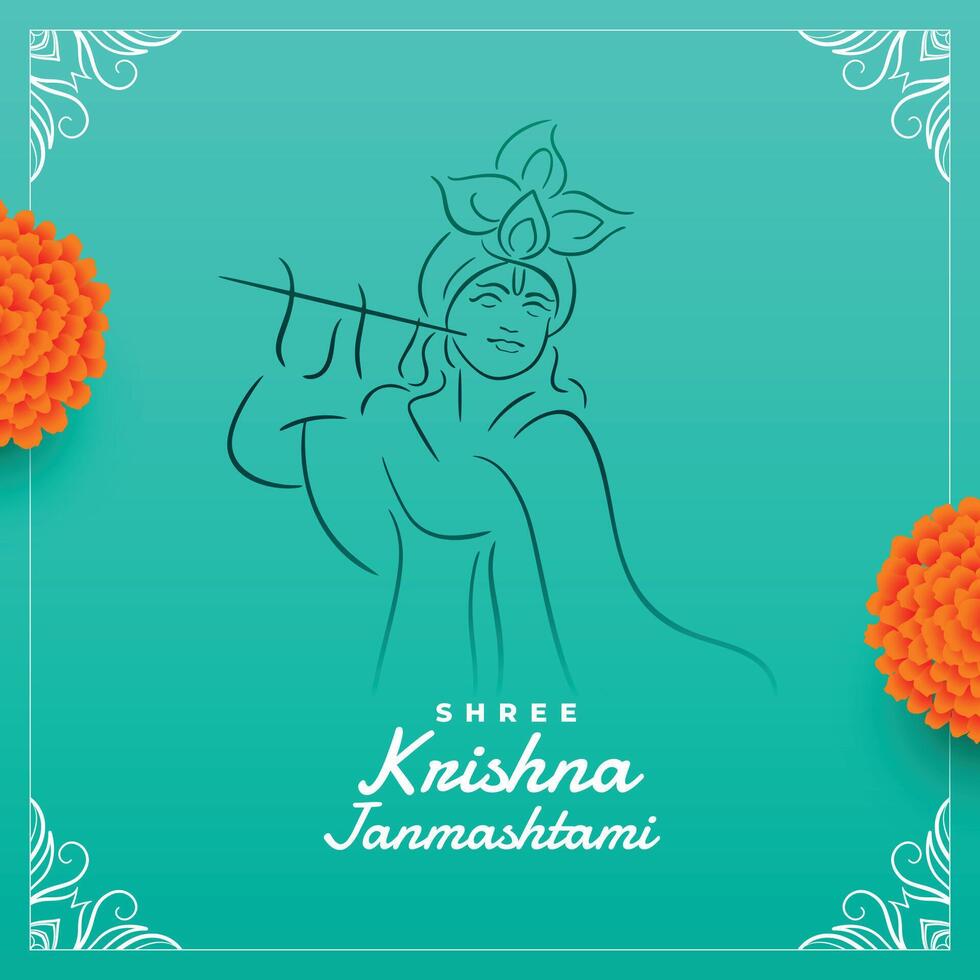 shree Krishna janmashtami festival deseos tarjeta diseño vector