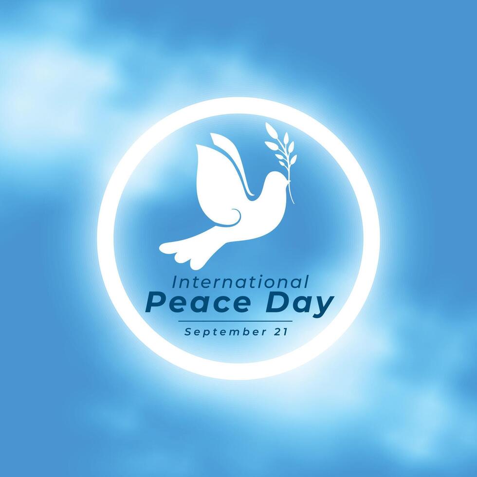 glowing international peace day event poster with smoke effect vector