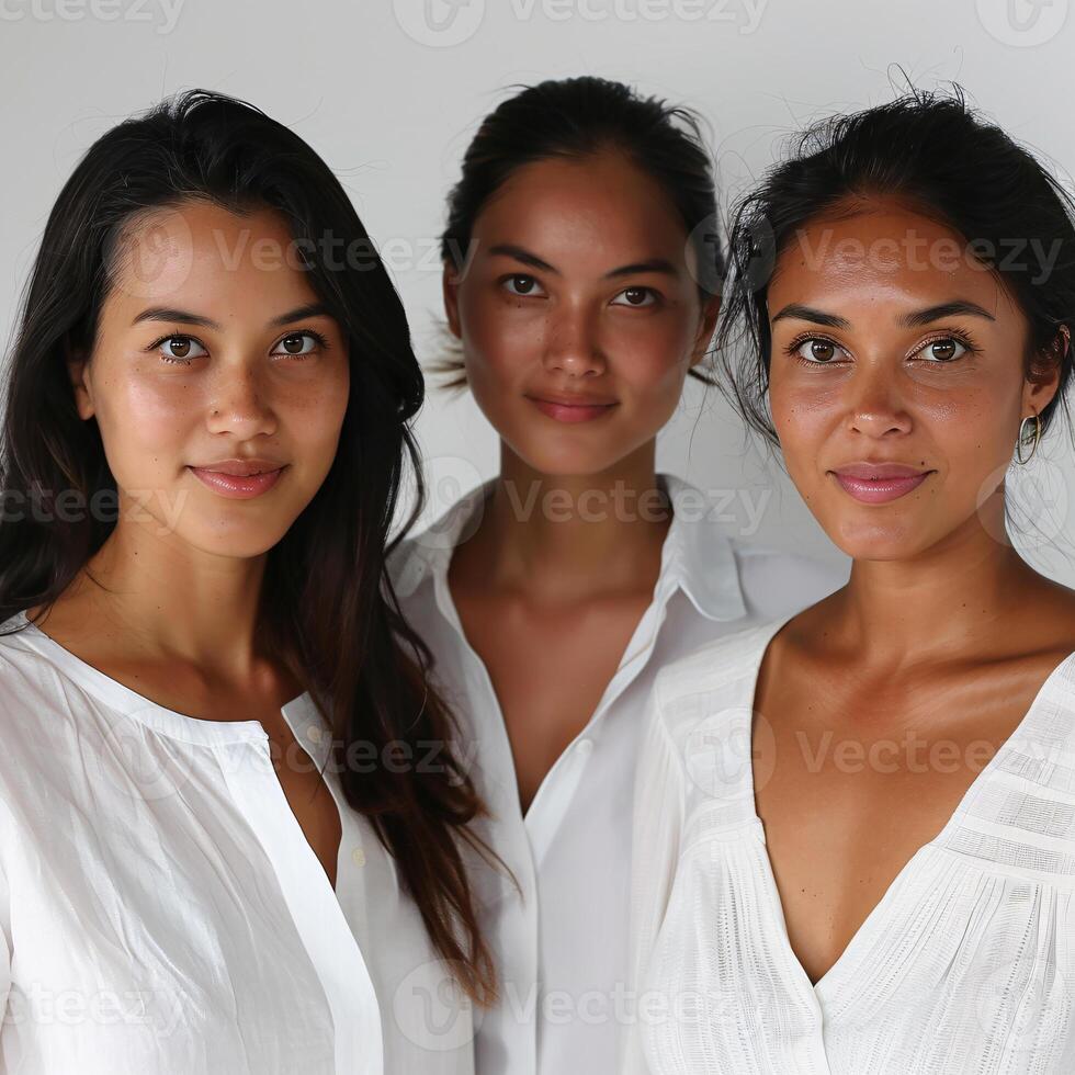 AI generated Portrait of three women in smiling at the camera photo