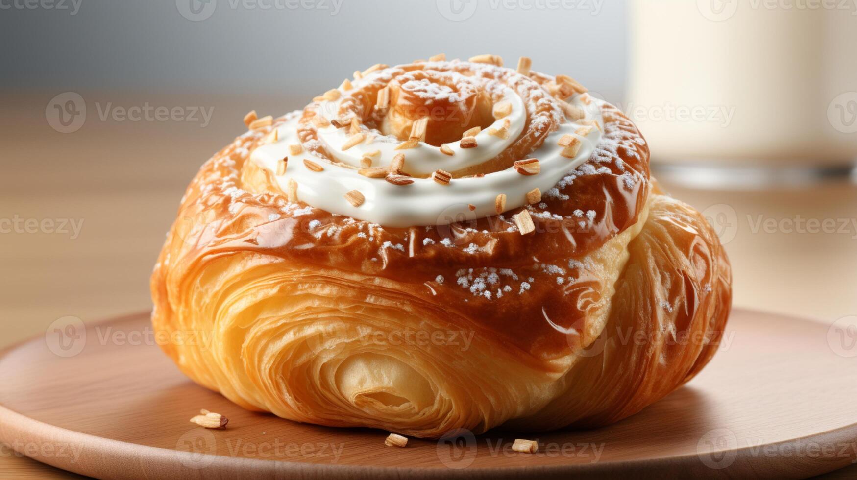 AI generated Danish pastry bread cake dessert for tea time snack photo