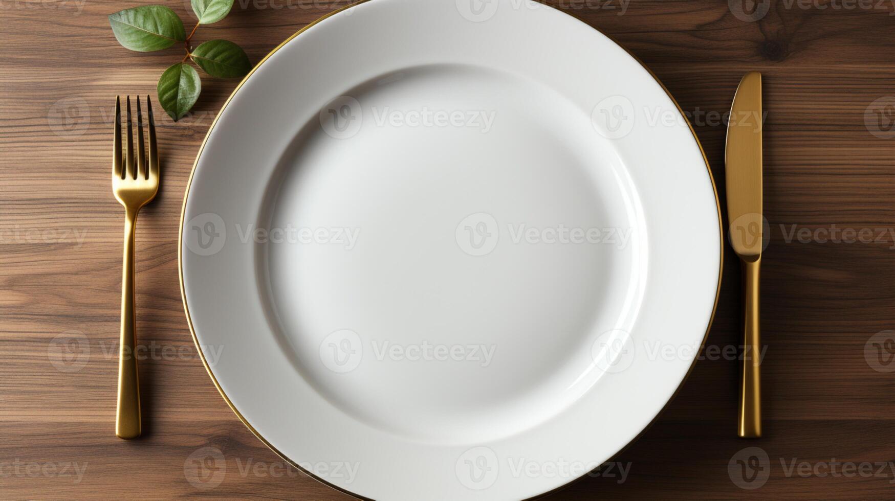 AI generated Empty plate flat lay tableware for dining table photo