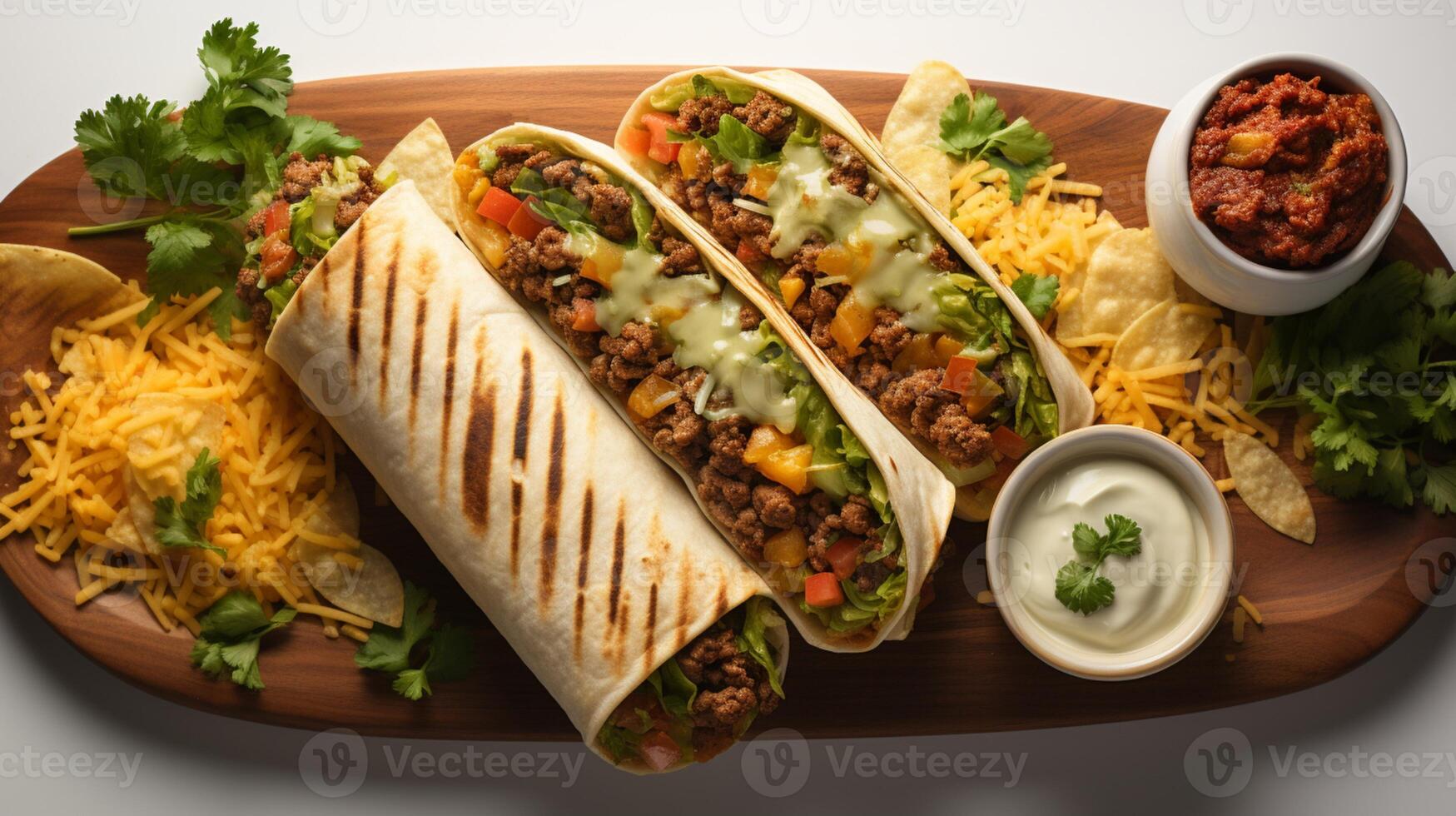 AI generated Burrito tortilla with vegetable for healthy food photo