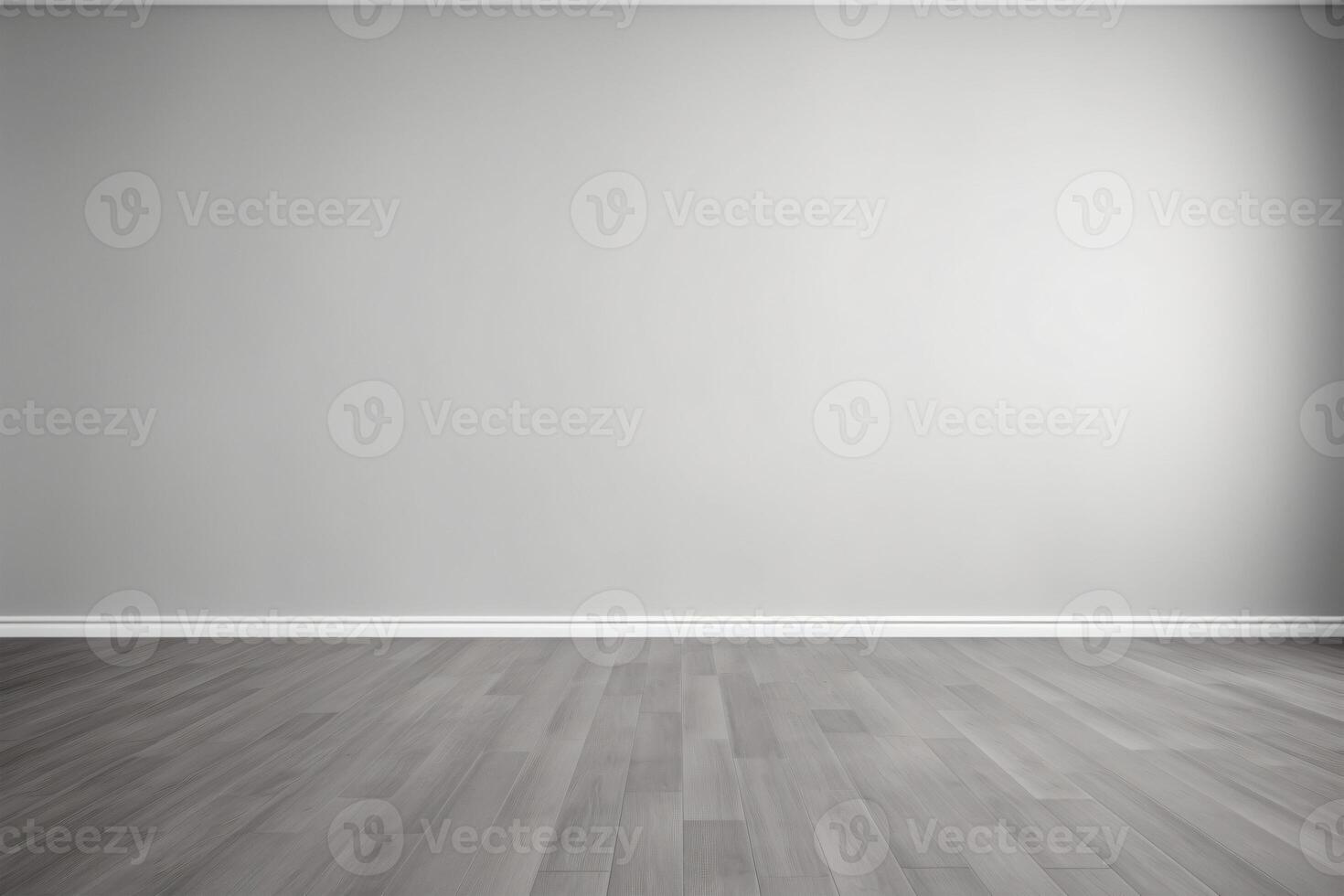 ai generado vacío habitación gris pared habitación con de madera piso foto