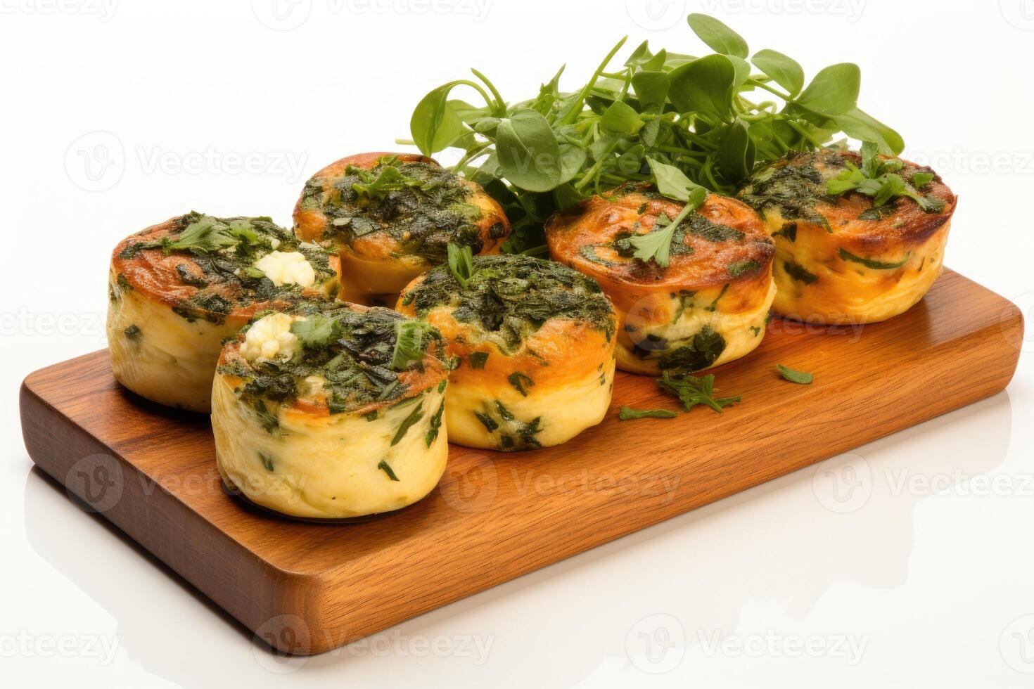 AI generated breakfast with Scrambled egg muffin cups professional advertising food photography photo