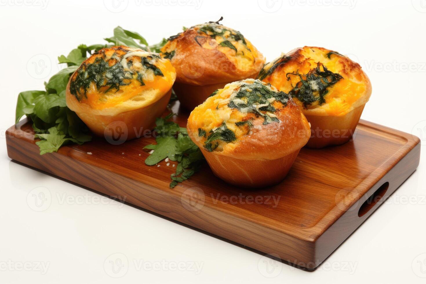 AI generated breakfast with Scrambled egg muffin cups professional advertising food photography photo