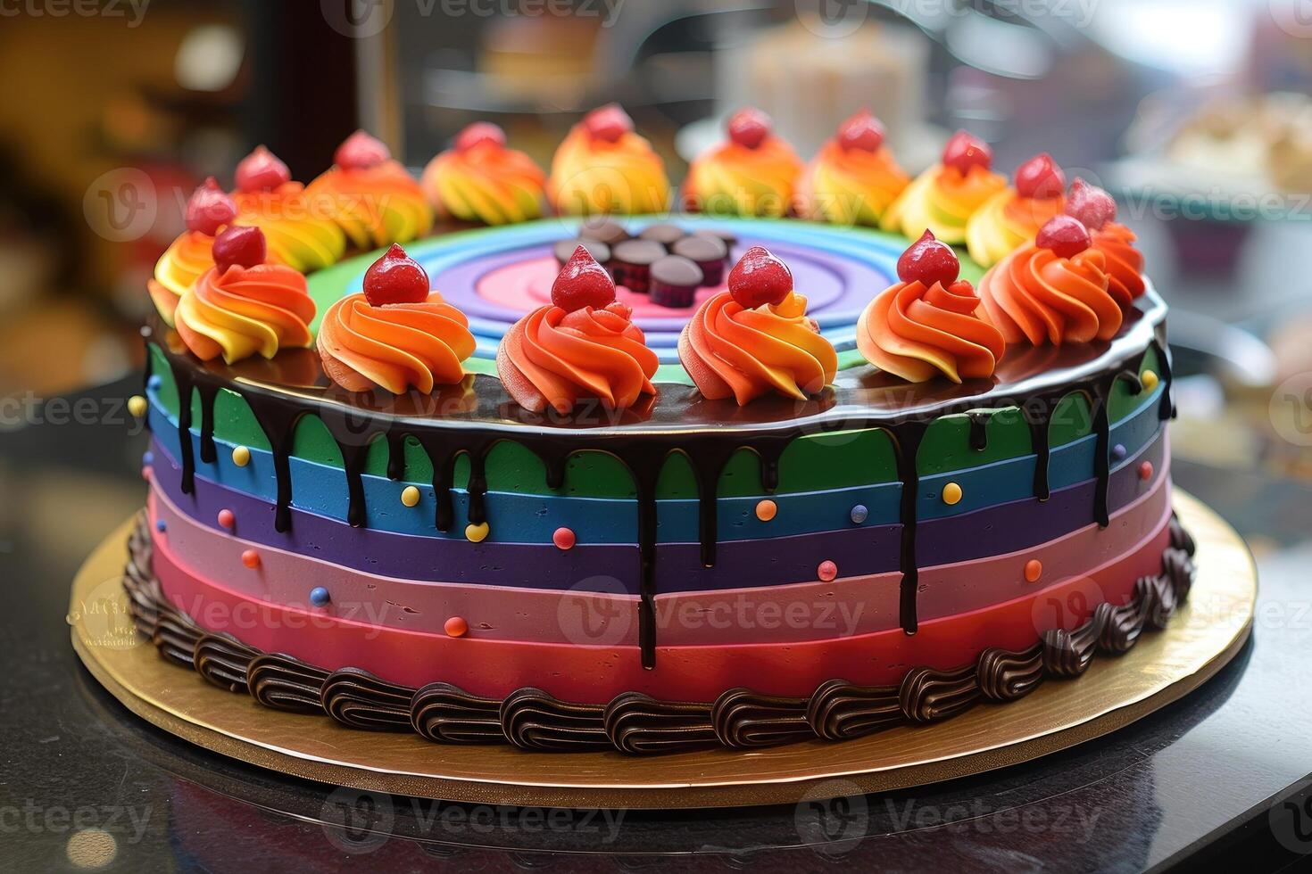 AI generated beautiful decorated cake design professional advertising food photography photo