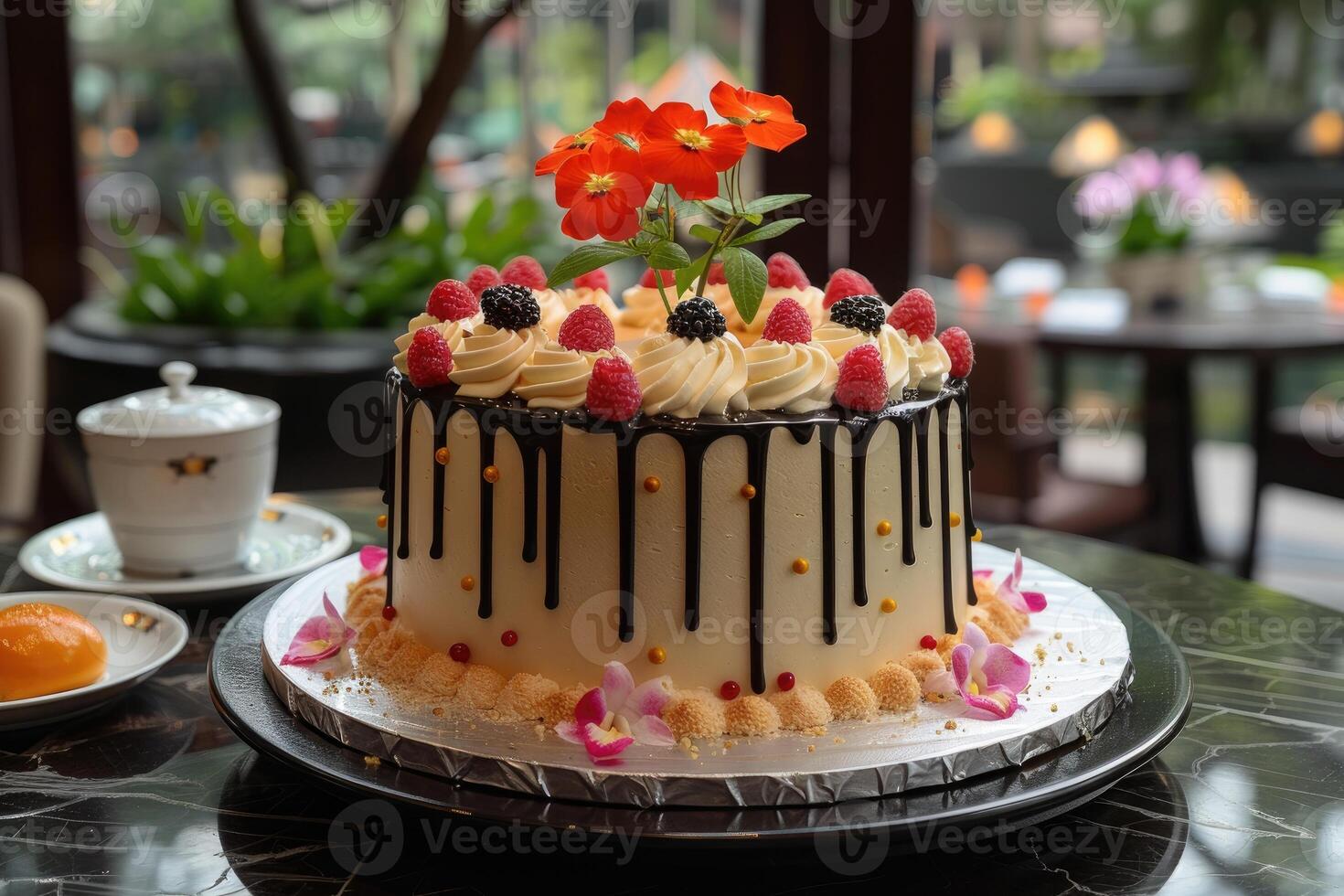 AI generated beautiful decorated cake design professional advertising food photography photo