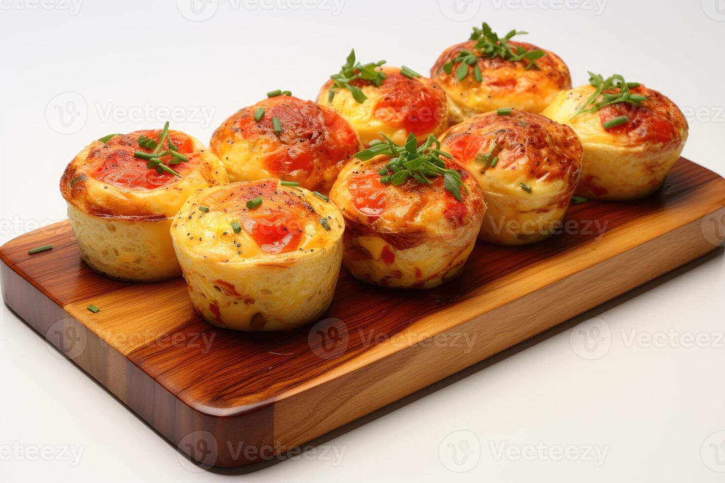 AI generated breakfast with Scrambled egg muffin cups professional advertising food photography photo