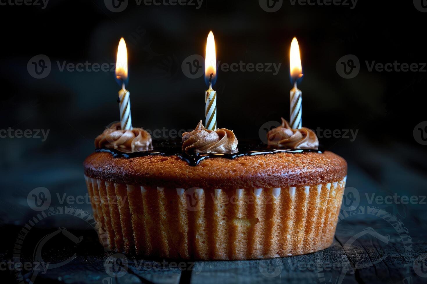 AI generated ultimate birthday cake with candle professional advertising food photography photo